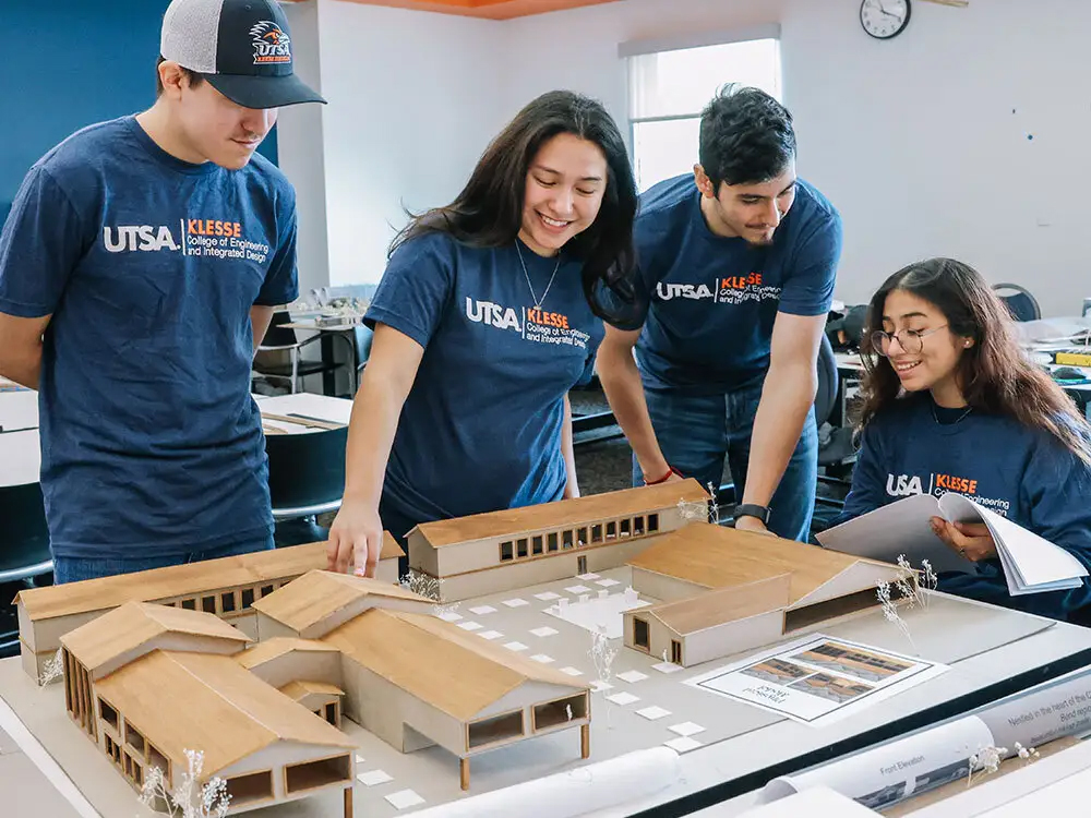 Architecture students working on a project