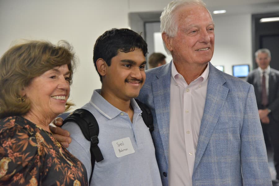Margie and Bill Klesse with one of the scholars.
