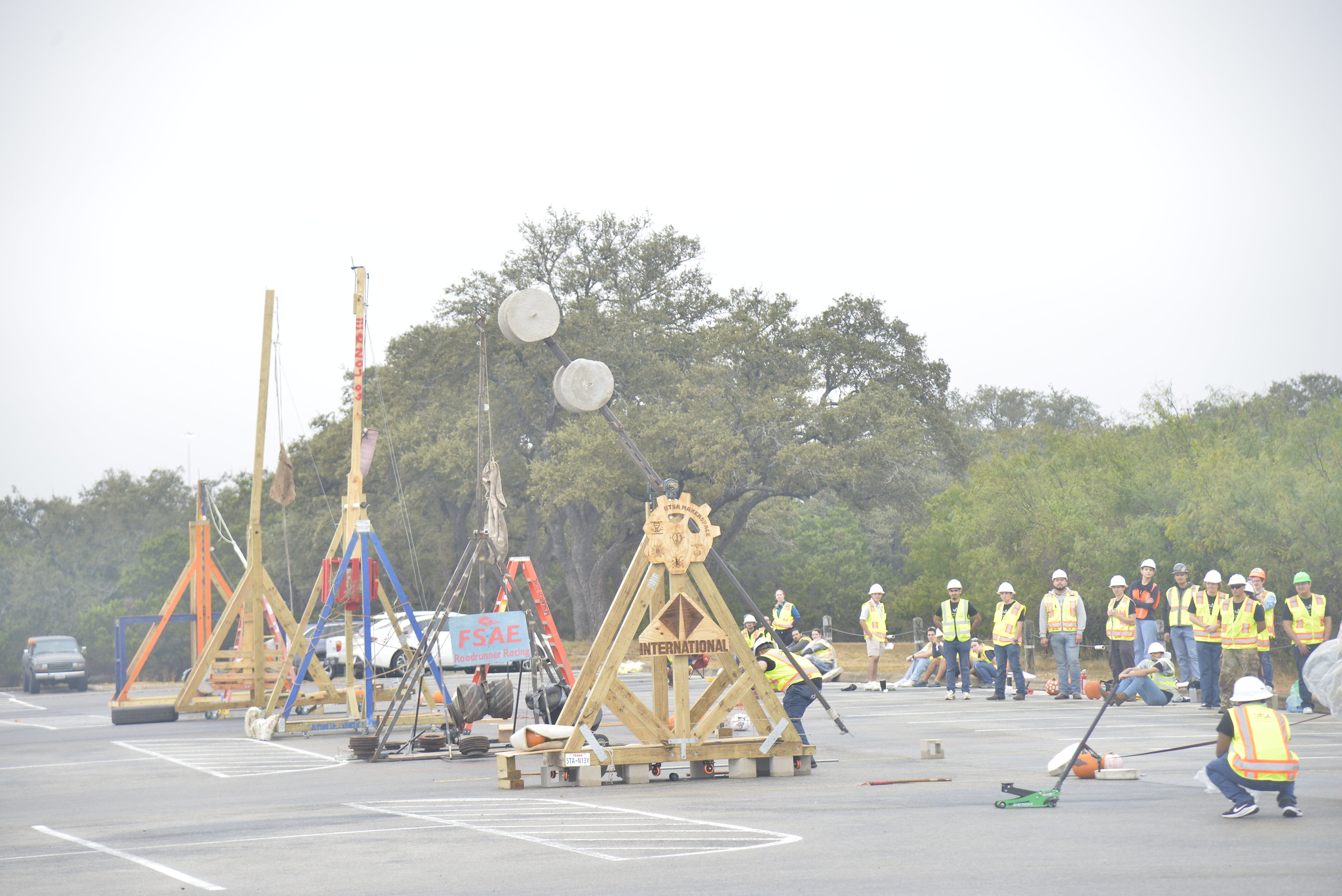 Catapults Launching Pumpkins