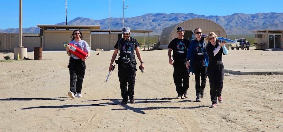 The team with their rocket