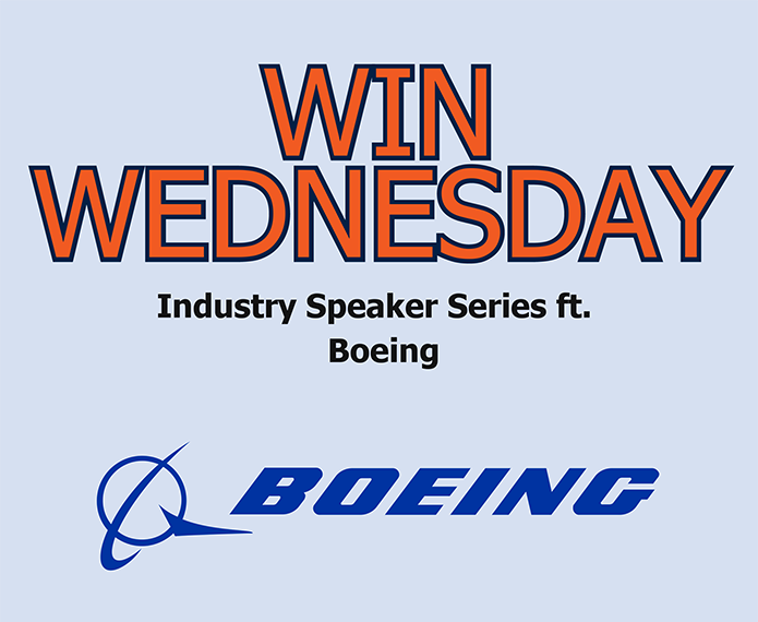 WIN Wednesday graphic featuring Boeing branding and logo.