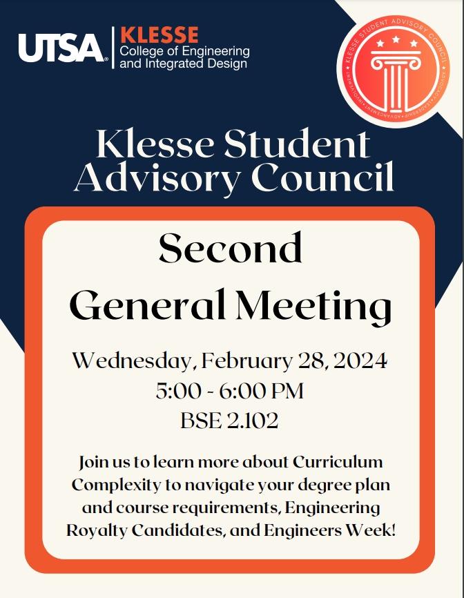 Klesse Student Advisory Council General Meeting
