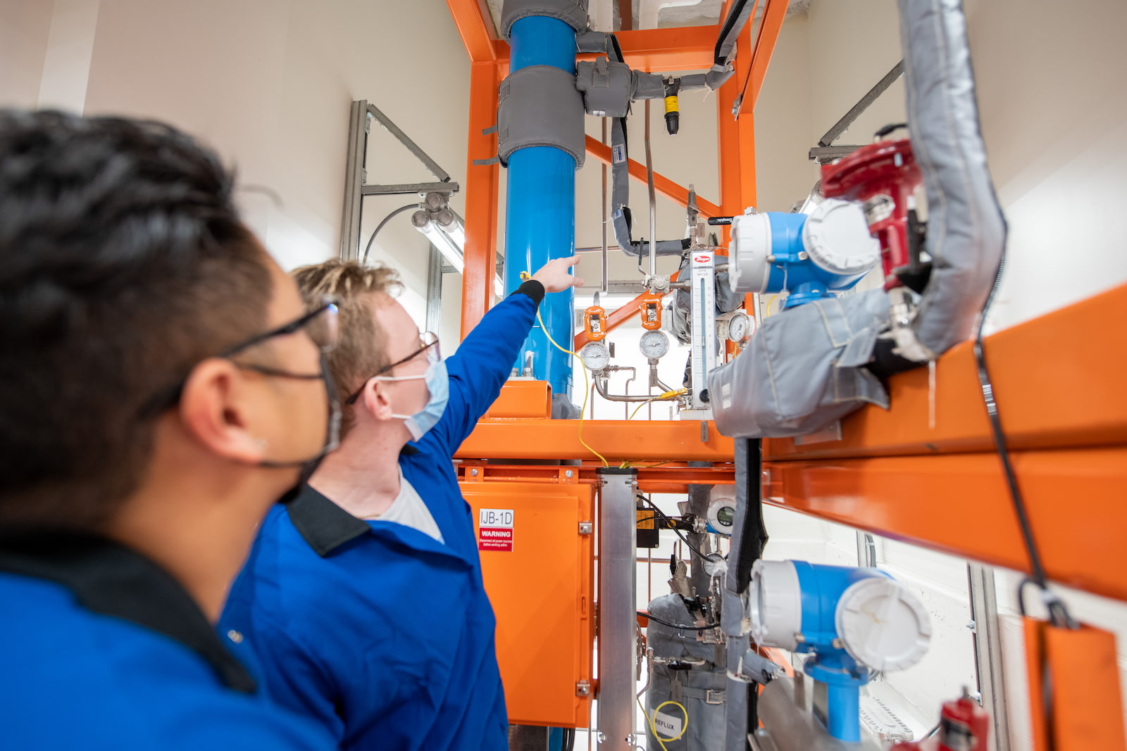 Chemical engineering students working in the Klesse Unit Ops laboratory on main campus