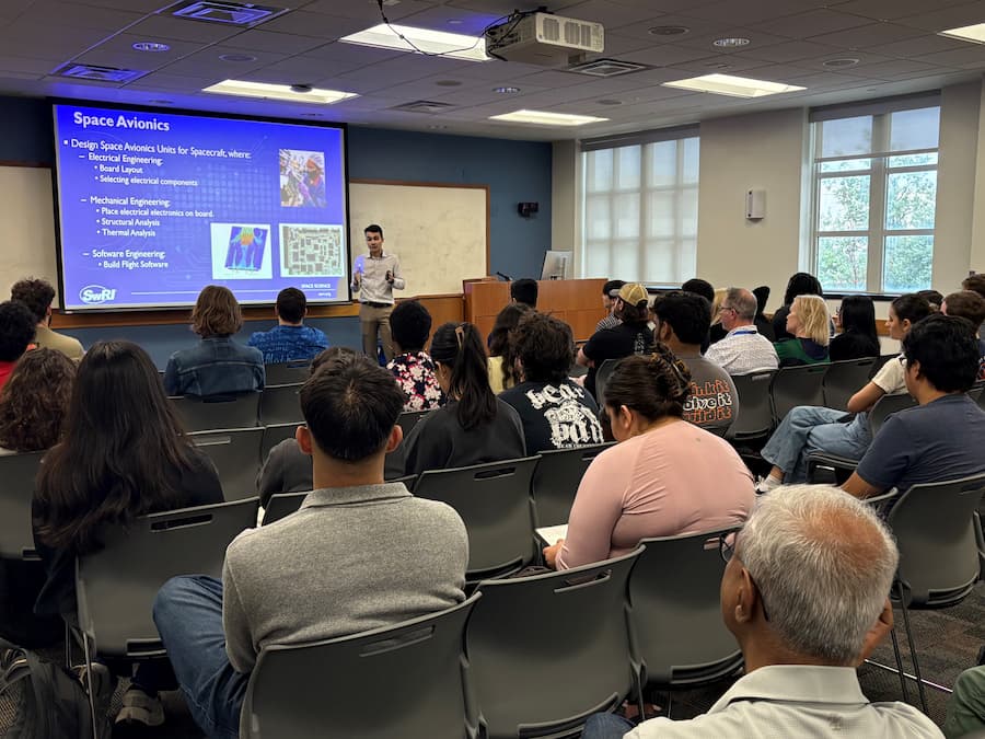 SWRI speaking at an THRIVE Thursday event for students.