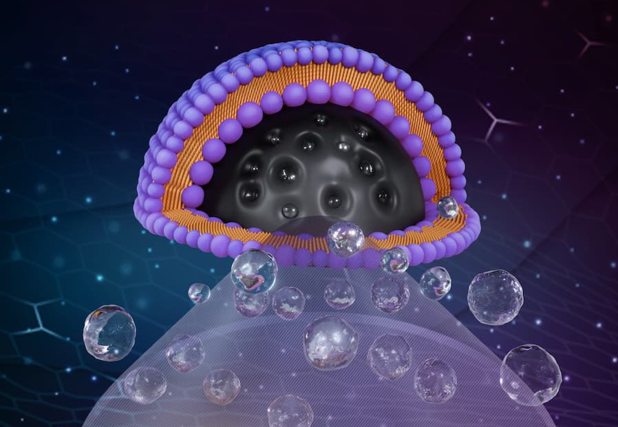 Illustration of nanoparticles created in Dr. Gonzalez Porras’ Lab that transform white fat cells into heat-producing beige fat cells. This technology was first designed for obesity treatment and is now being adapted for cold-injury therapy.
