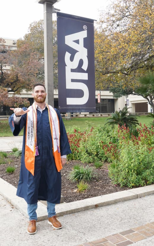 Jeremy's graduation photo at UTSA