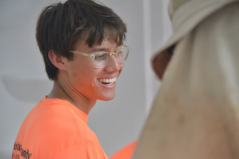 A Klesse College Student working with the Habitat.