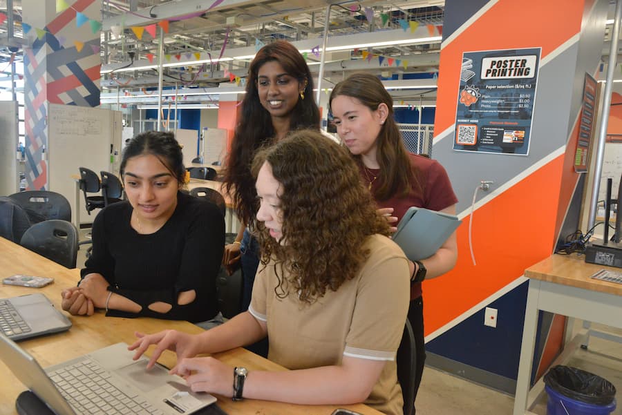 Team BioFrost working on their project.