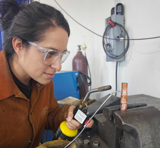 Engineering student completing hands-on laboratory training, reflecting the practical learning opportunities available through UTSA's new 4+1 accelerated engineering degree programs.