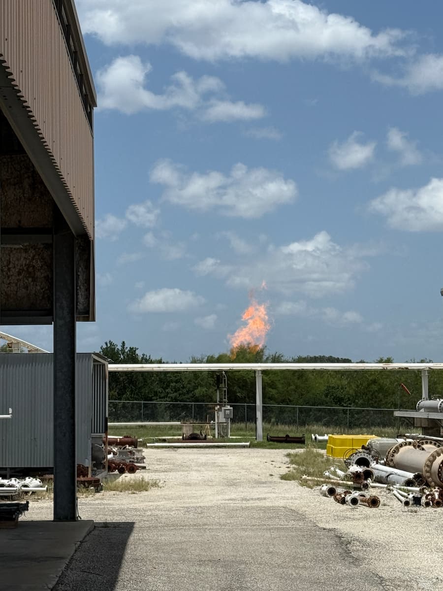 Natural gas flare at SwRI's Metering Research Facility.