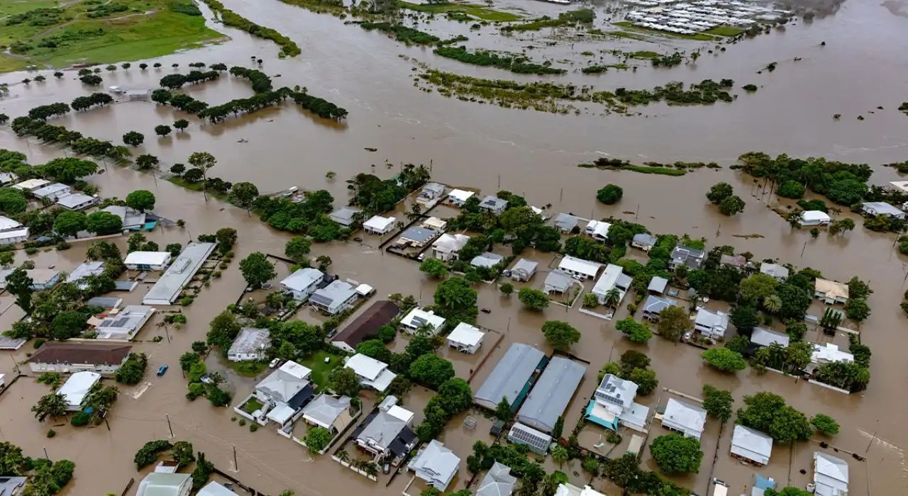 aerial view of flooding