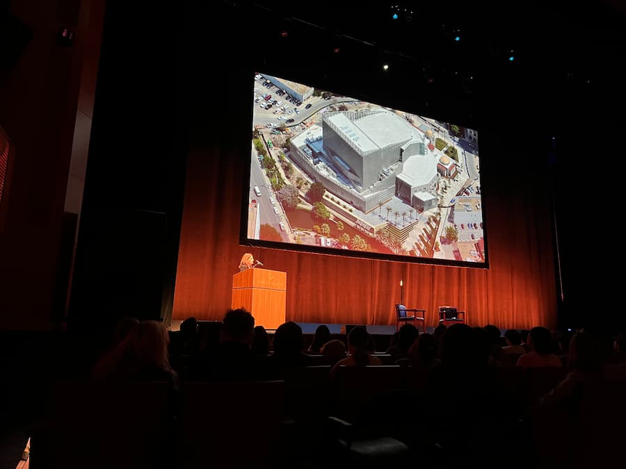 Mary Bartlett giving her presentation in the Tobin Center.