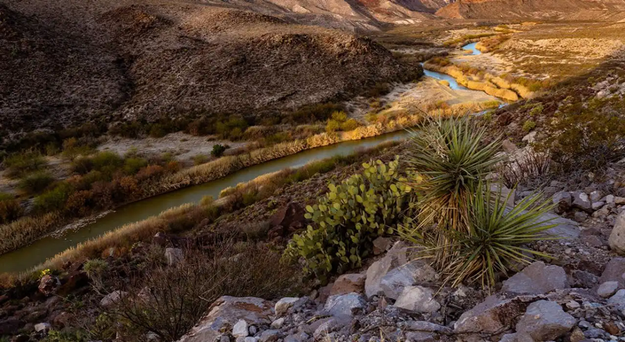 The Rio Grande river flows between Mexico and the U.S.