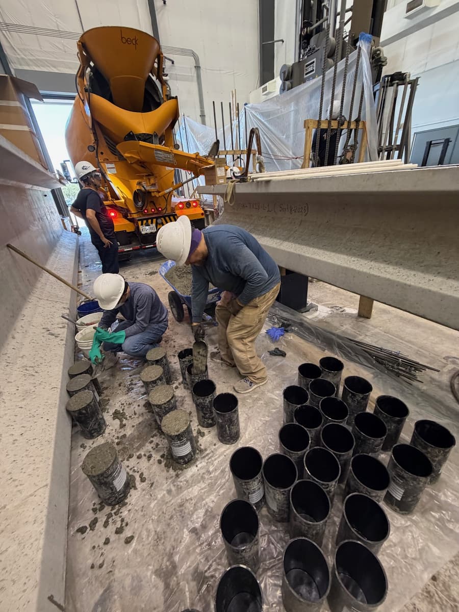 Students working on Concrete Cylinders